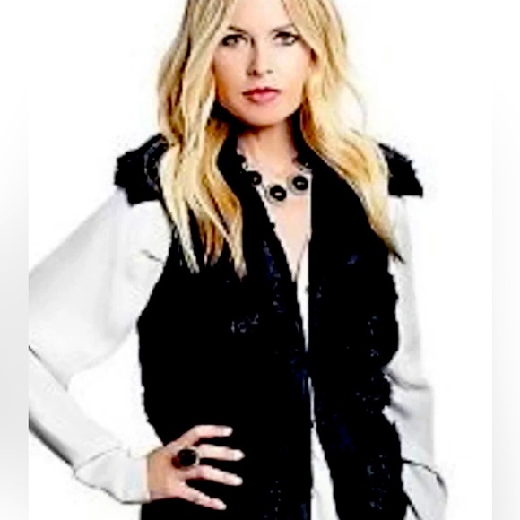 Rachel Zoe Pre-Owned Faux Fur Vest Black, Size XXSmall - Picture 1 of 5